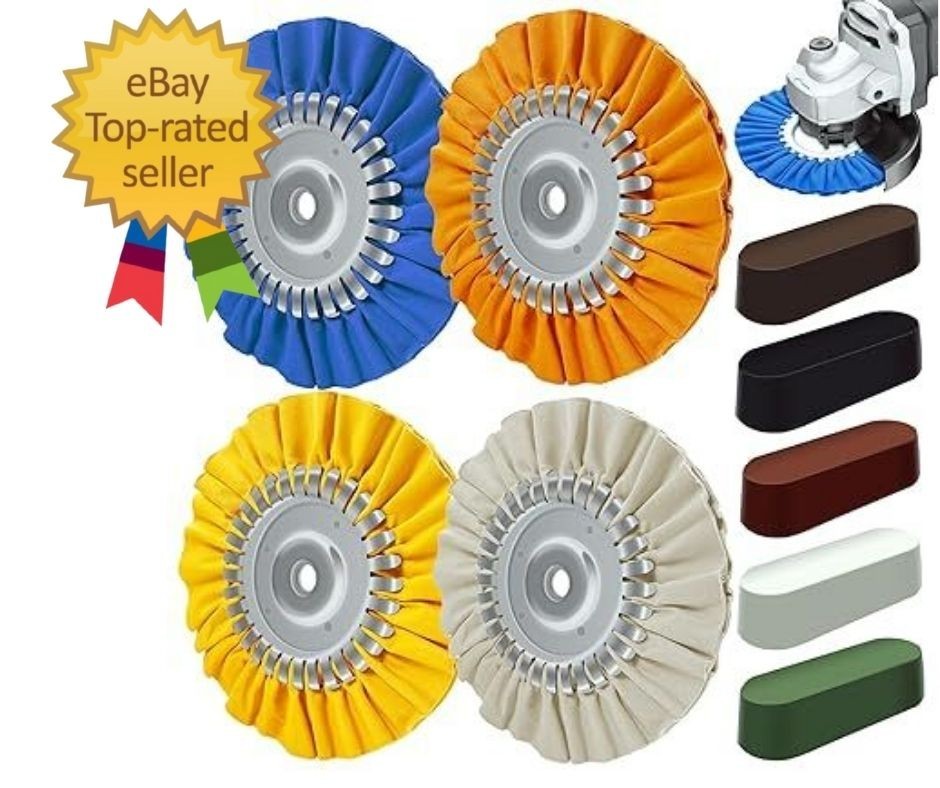 8″ Airway Buffing Wheel, 9Pcs Aluminum Wheel Polishing Kit in Diameter 5/8 inch