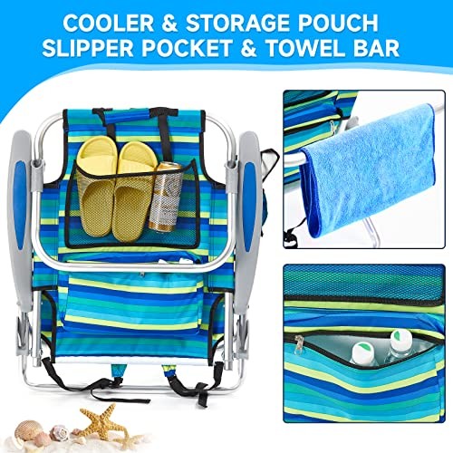 2 Pack Lightweight Portable Camping Beach Chair for Adults, Outdoor Lay Flat
