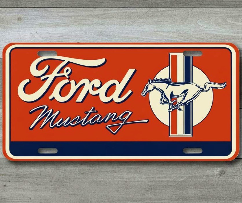 Ford Mustang 6 x 12 Novelty Aluminum License Plate Made In USA New!