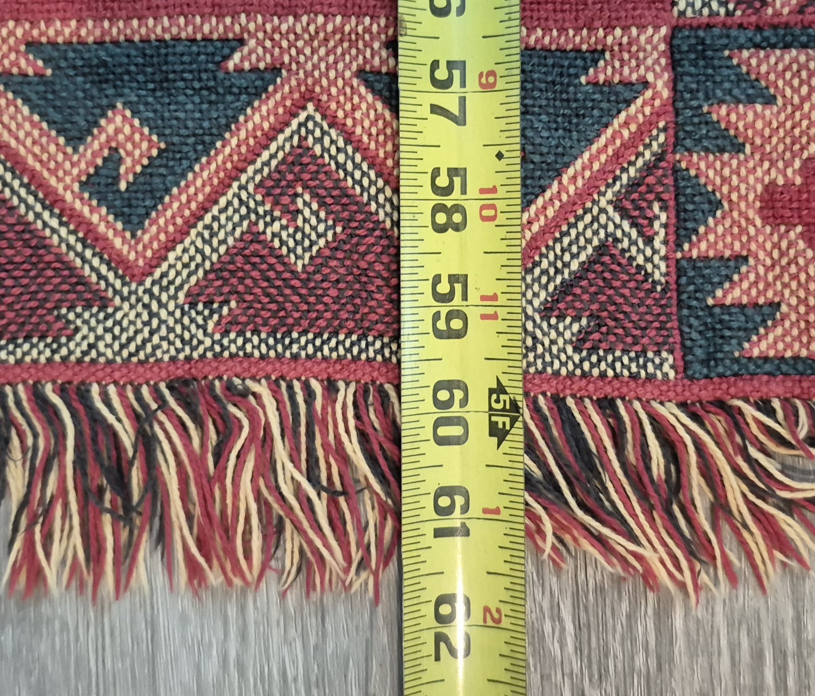 Goodwin Weavers Reversible Blanket Tapestry Red Aztec Southwest 100% Cotton