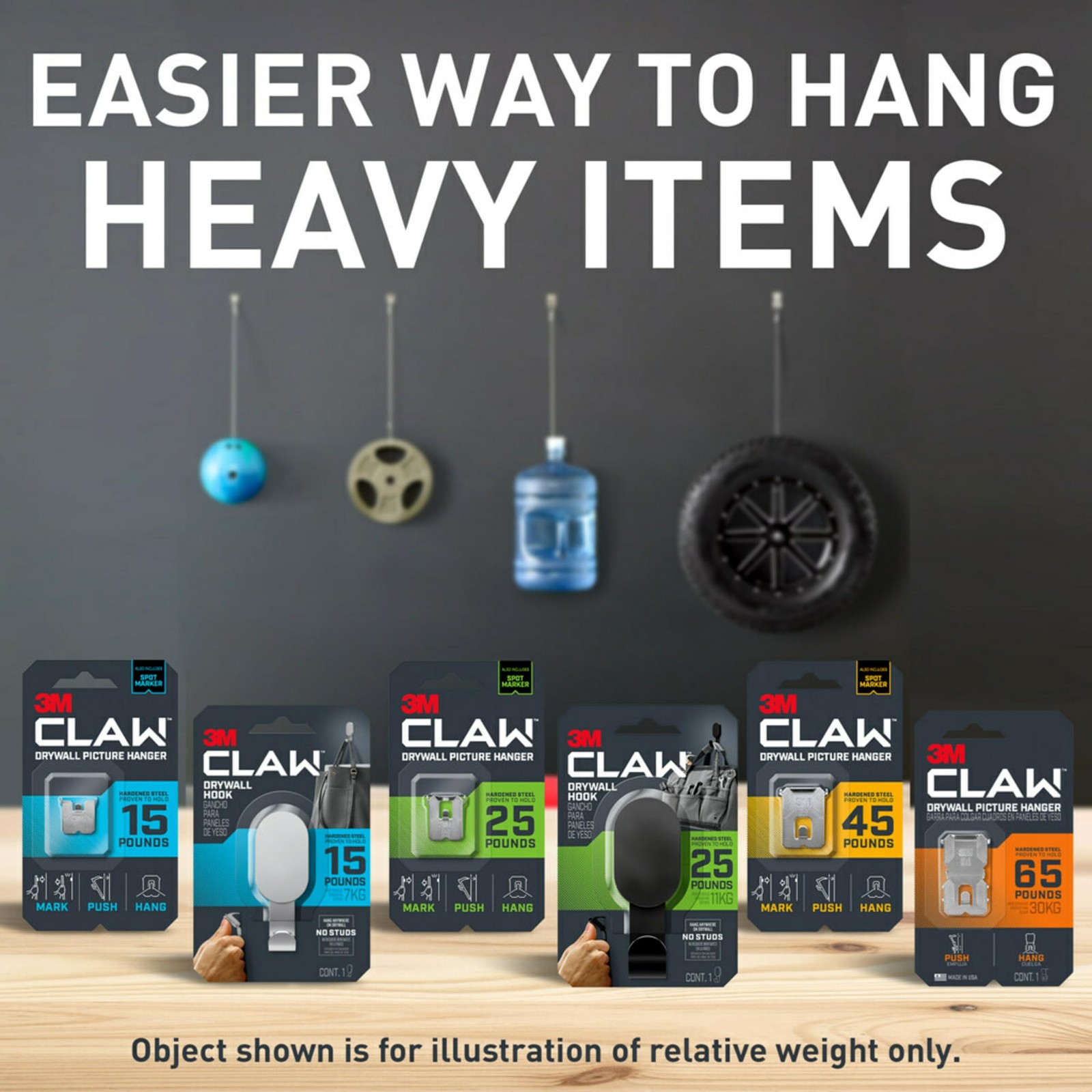 15 lb. Drywall Picture Hanger with Spot Markers, Heavyweight Hanging Solution…