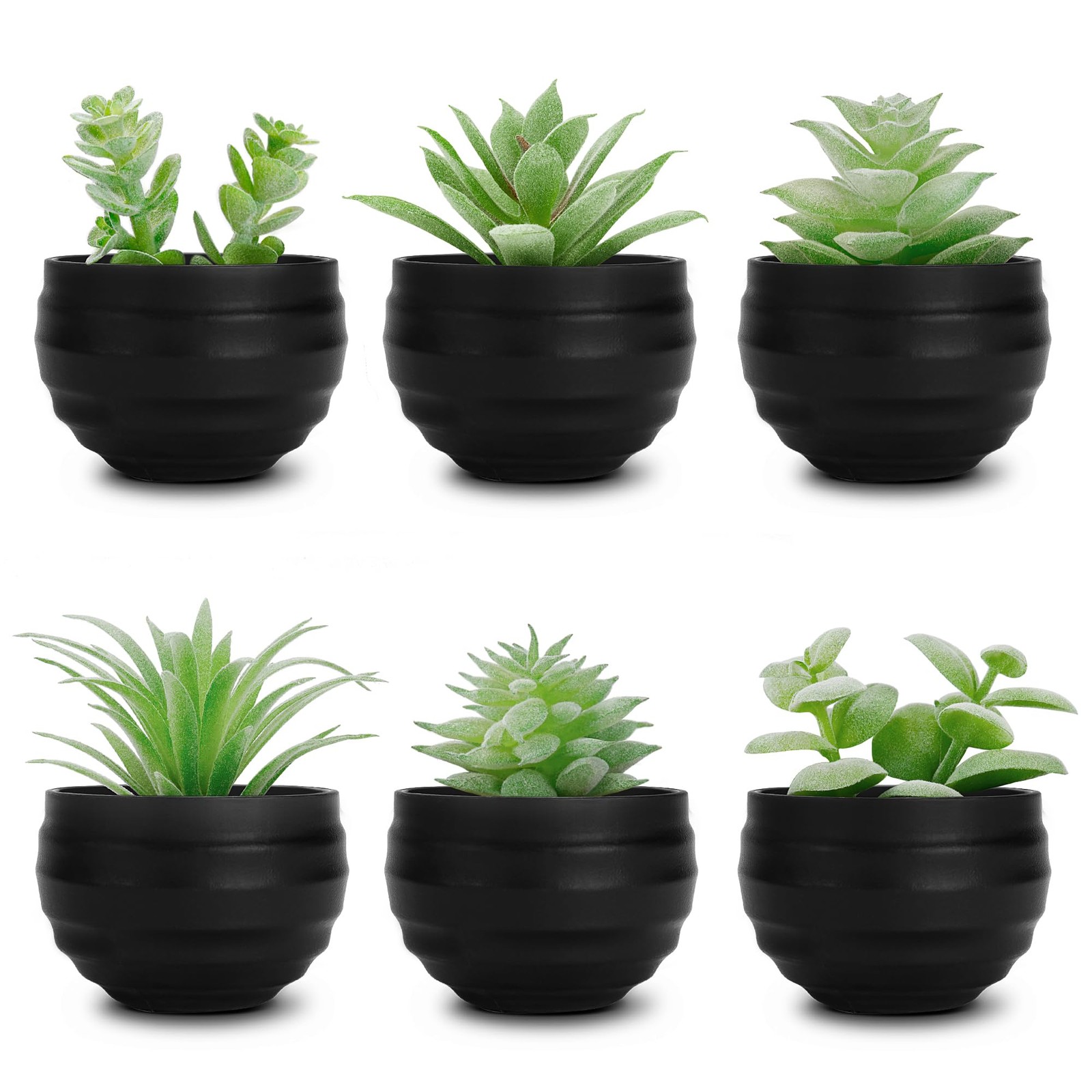 Artificial Potted Succulents Faux Plants for Office Desk Bathroom Shelf Decor