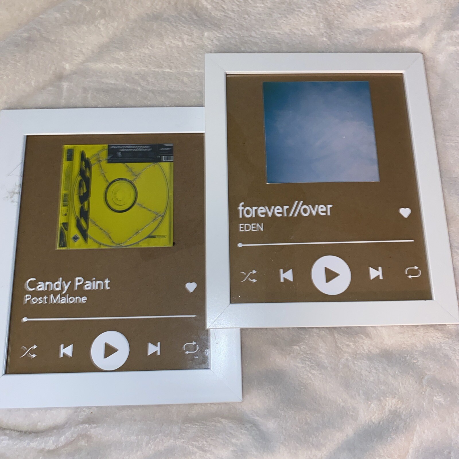 Custom song is Printed on 2 Clear Acrylic Plaques 10”x12”