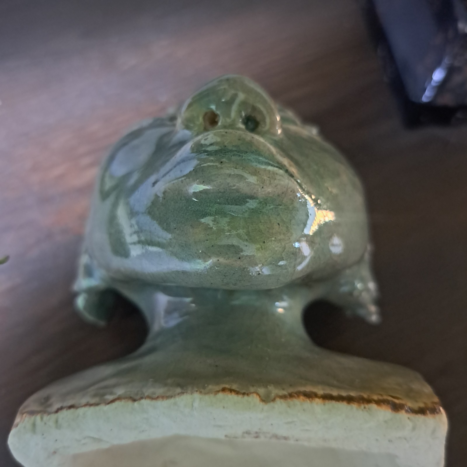 Green Alien Bust Studio Pottery Handmade Clay Figurine Statue Sculpture 4″x4″