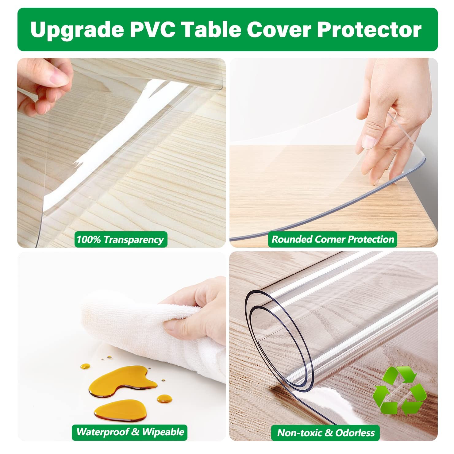Linkgro Crystal Clear Plastic Table Protector Cover Mat Vinyl Pvc Tablecloth