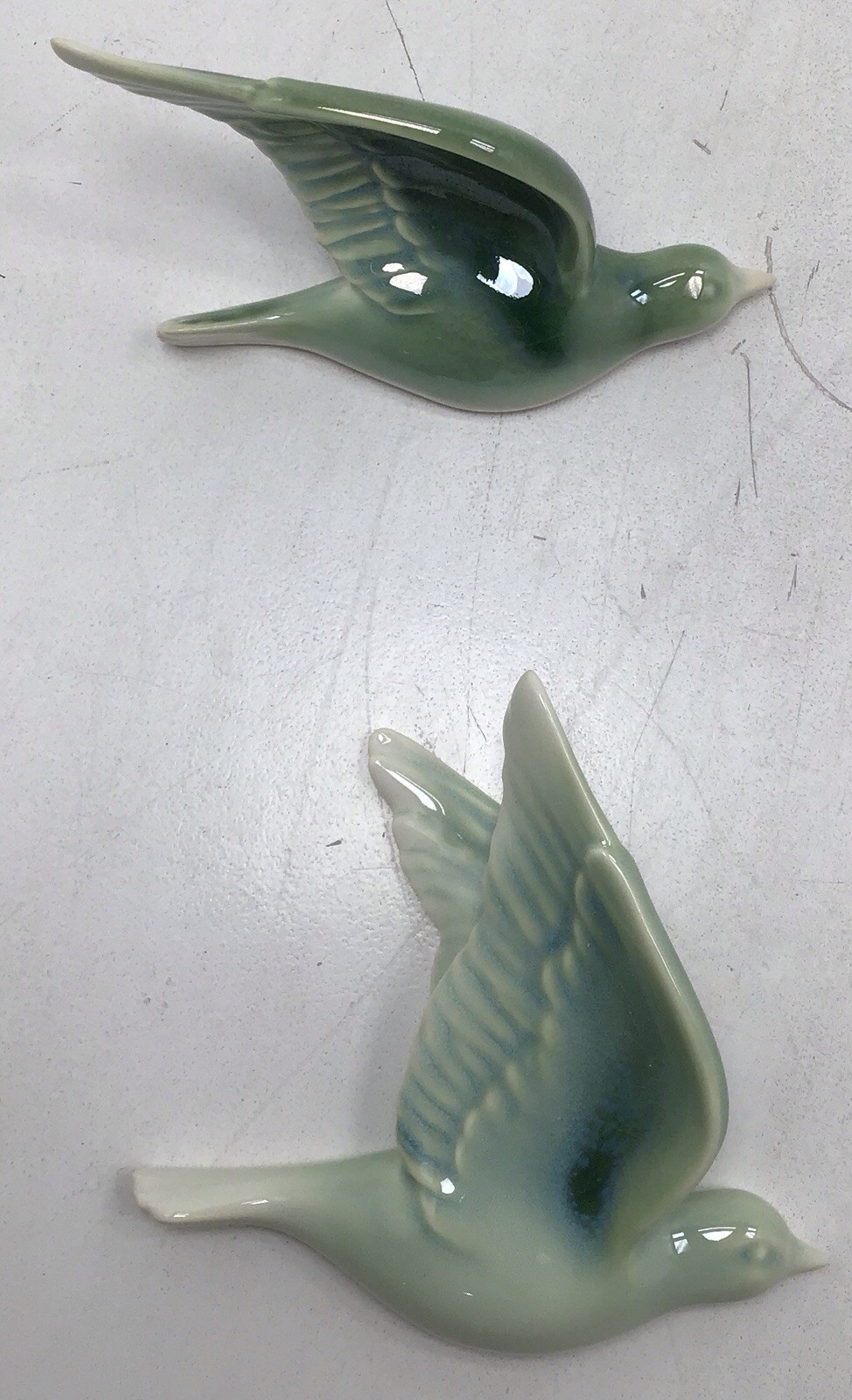 Viveterra Ceramic Birds Wall Art Set Of 5 – Green And White Gradient