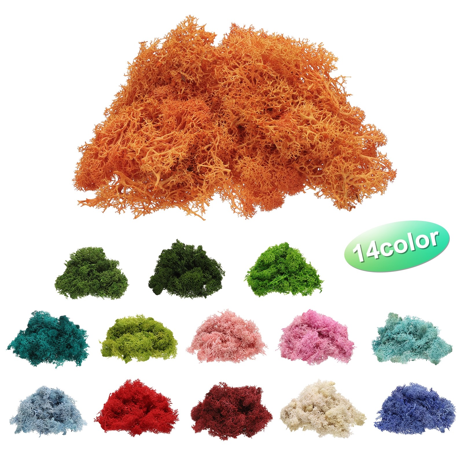 Preserved Reindeer Moss 4 OZ Fake Moss for Crafts (Orange)