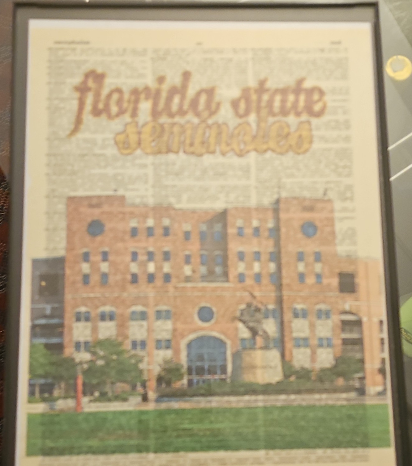 Florida State Seminoles Vertical Sports Poster Print, Brown Yellow Multicolor