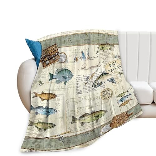 Throw Blanket Cabin Gifts for Men Boys Women Girls Adults Kids 40″x50″ Fishing