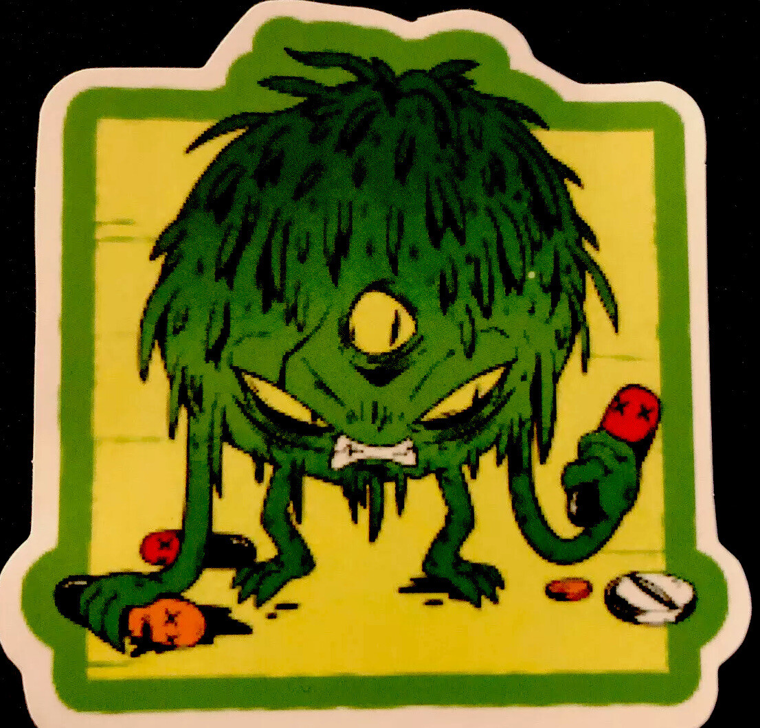 VIRUS STICKER “THE GREEN EYED MONSTER” 2 1/2” x 2 1/2” COOL LOOKING!