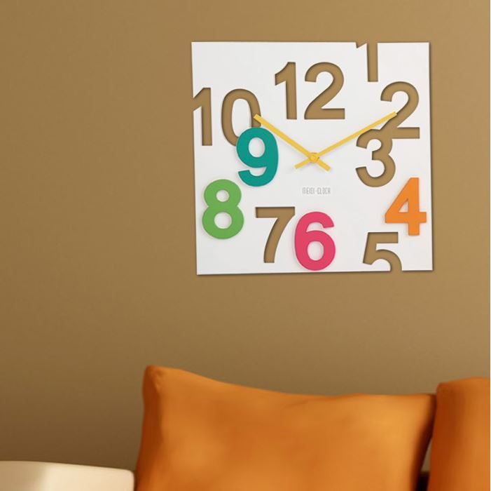 Colorful Modern Contemporary Wall Desk Clock with Hollowed-Out Numbers 3 Colors