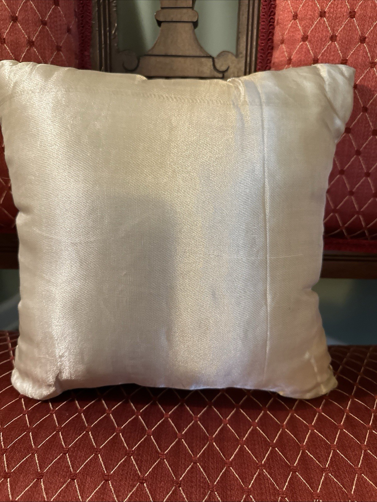 Decorative Embroidered Pillow Set Floral with Pearls Taupe 11×11