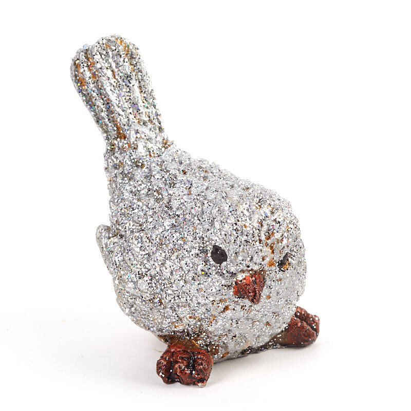 Package of 6 Assorted Color Resin Glittered 3-1/2″ Long Bird Figurines