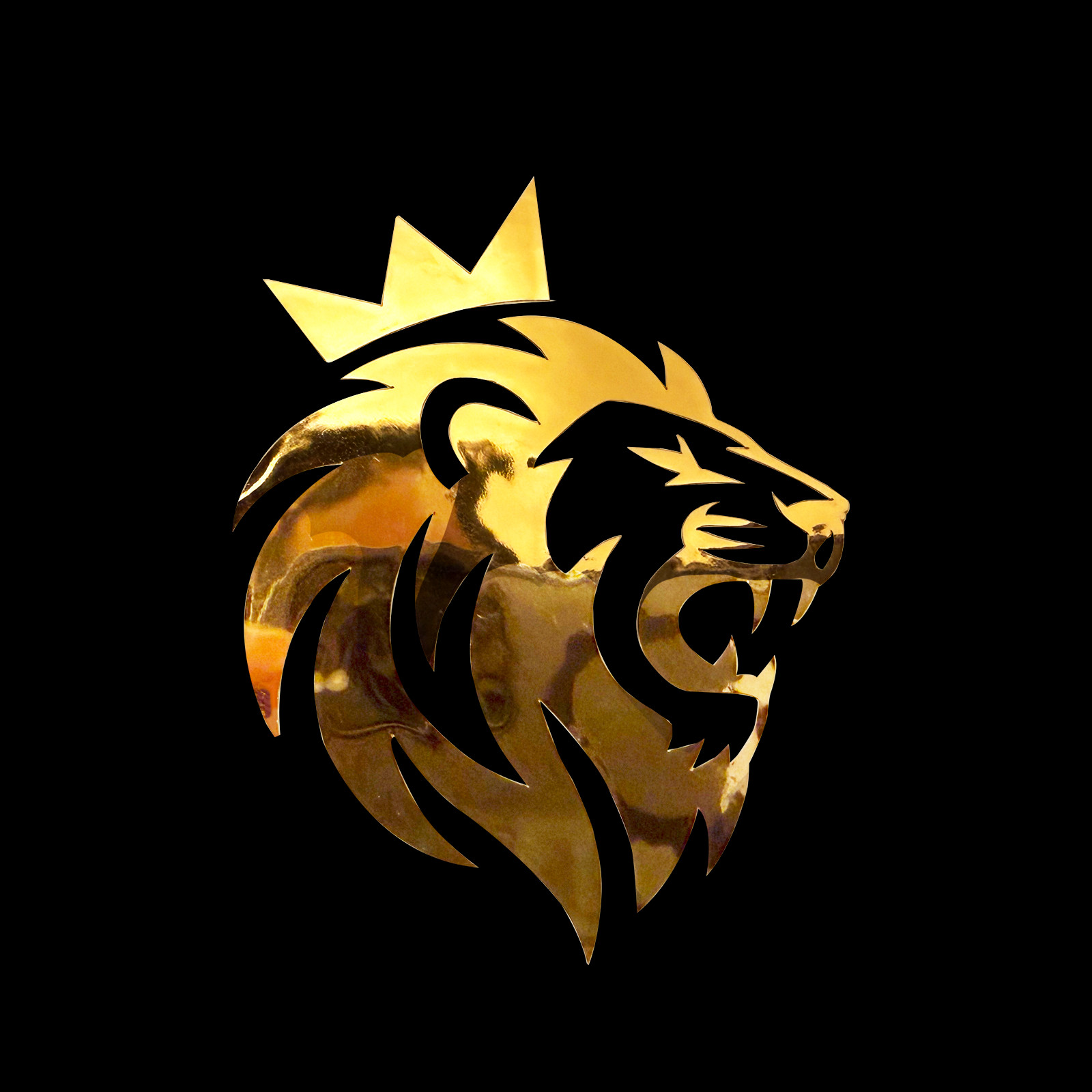 Royal Lion Head Gold Chrome Vinyl Decal Metallic Crown King Sticker 3.5×3.5