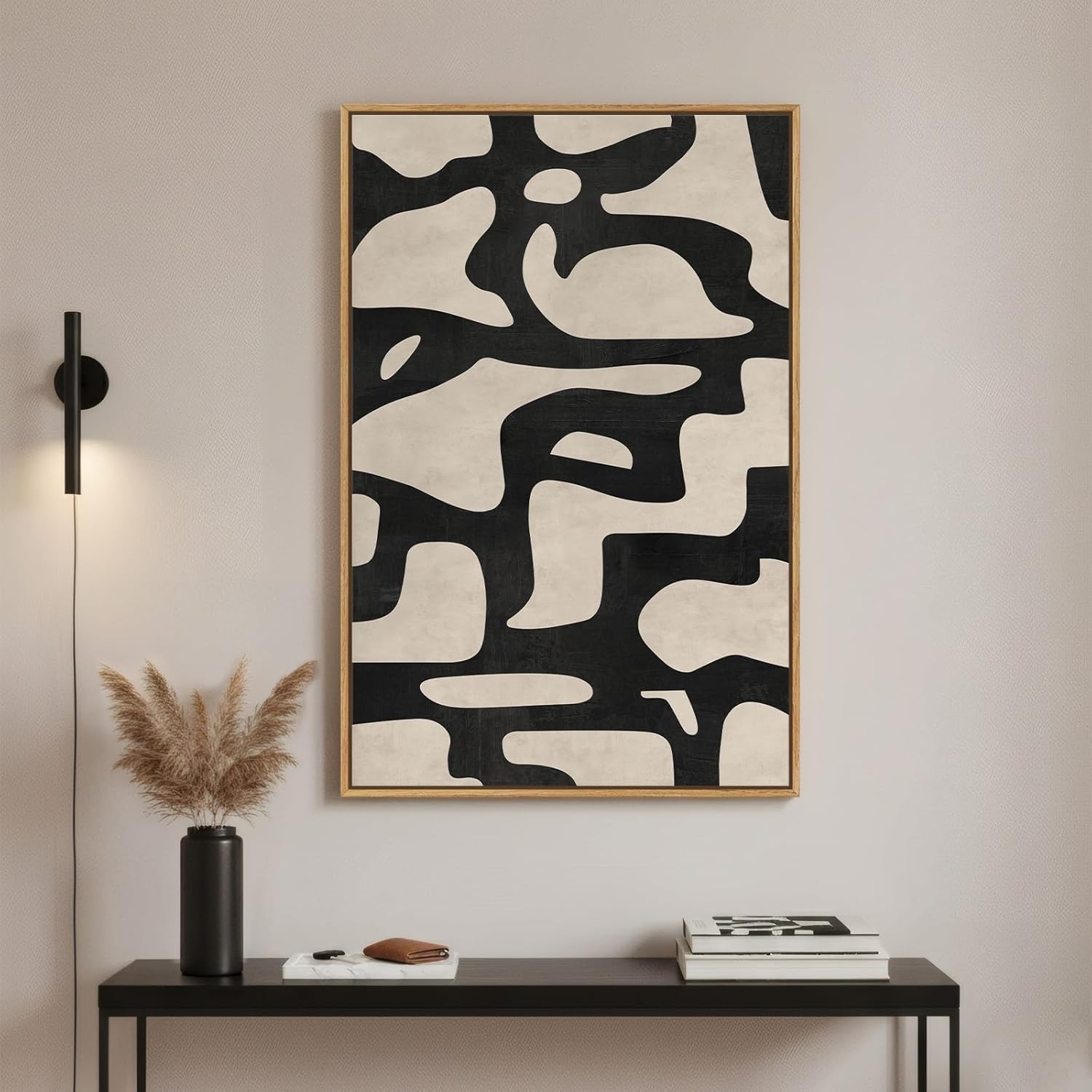 Framed Neutral Abstract Wall Art, Large Modern Canvas Prints Paintings Art24X36