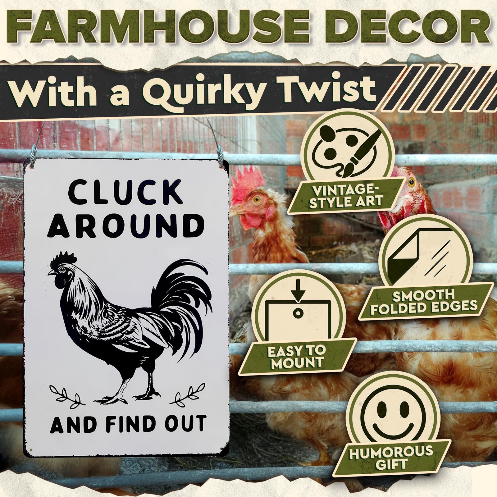 Cluck Around and Find Out Sign – 12 x 8 inch Funny 12 x 8 inches, Chiken smt2