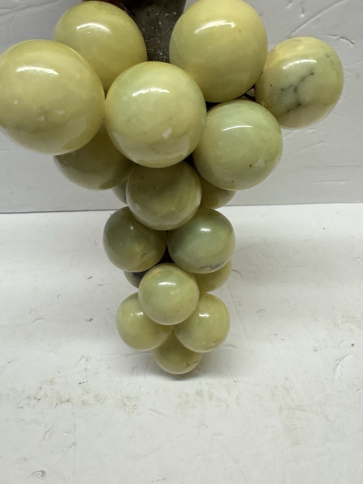 Vintage MCM Beige Italian Alabaster Stone Grape Cluster Sculpture 9” x 4.5”