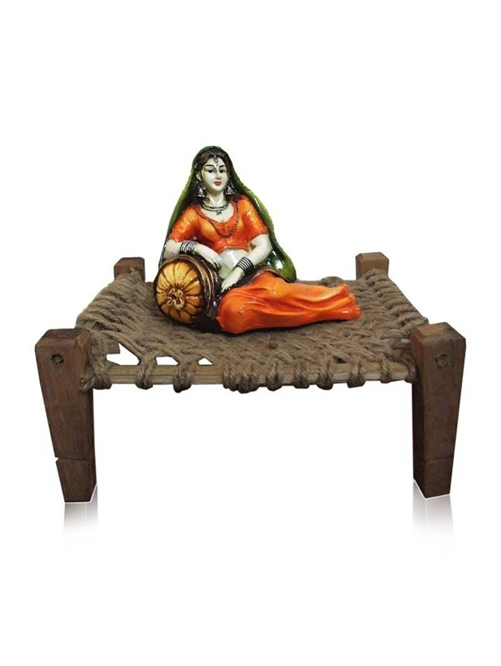 Decorative Rajasthani Cultural Showpiece Polyresin Figurines Ladies Sculpture