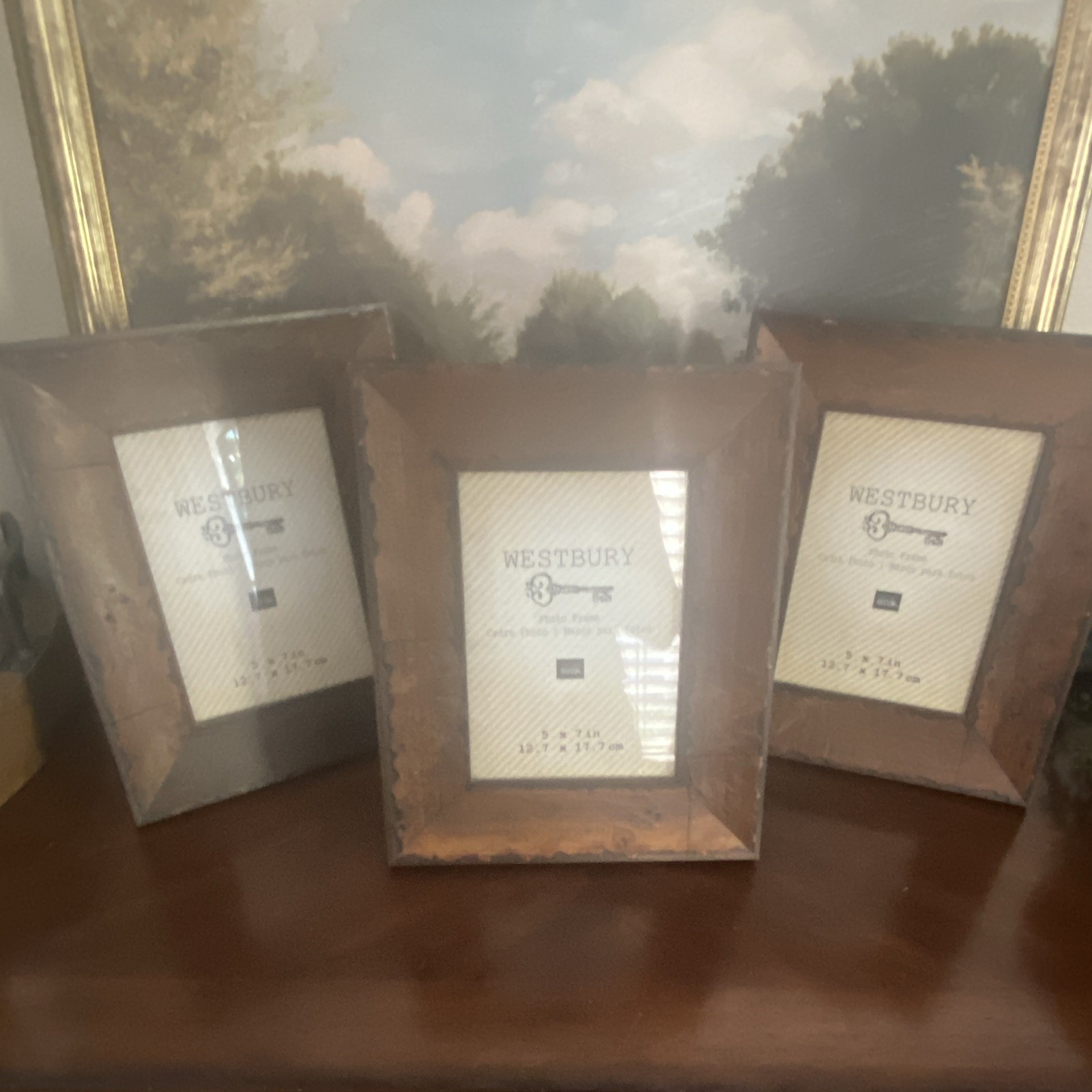 Westbury 5×7 Brown Distressed Wood Photo Frame 3.25in Deep Clear Glass Stand