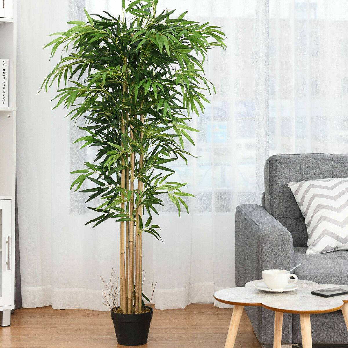 5-Feet Artificial Bamboo Silk Tree Green Indoor-Outdoor Home Decoration Planter