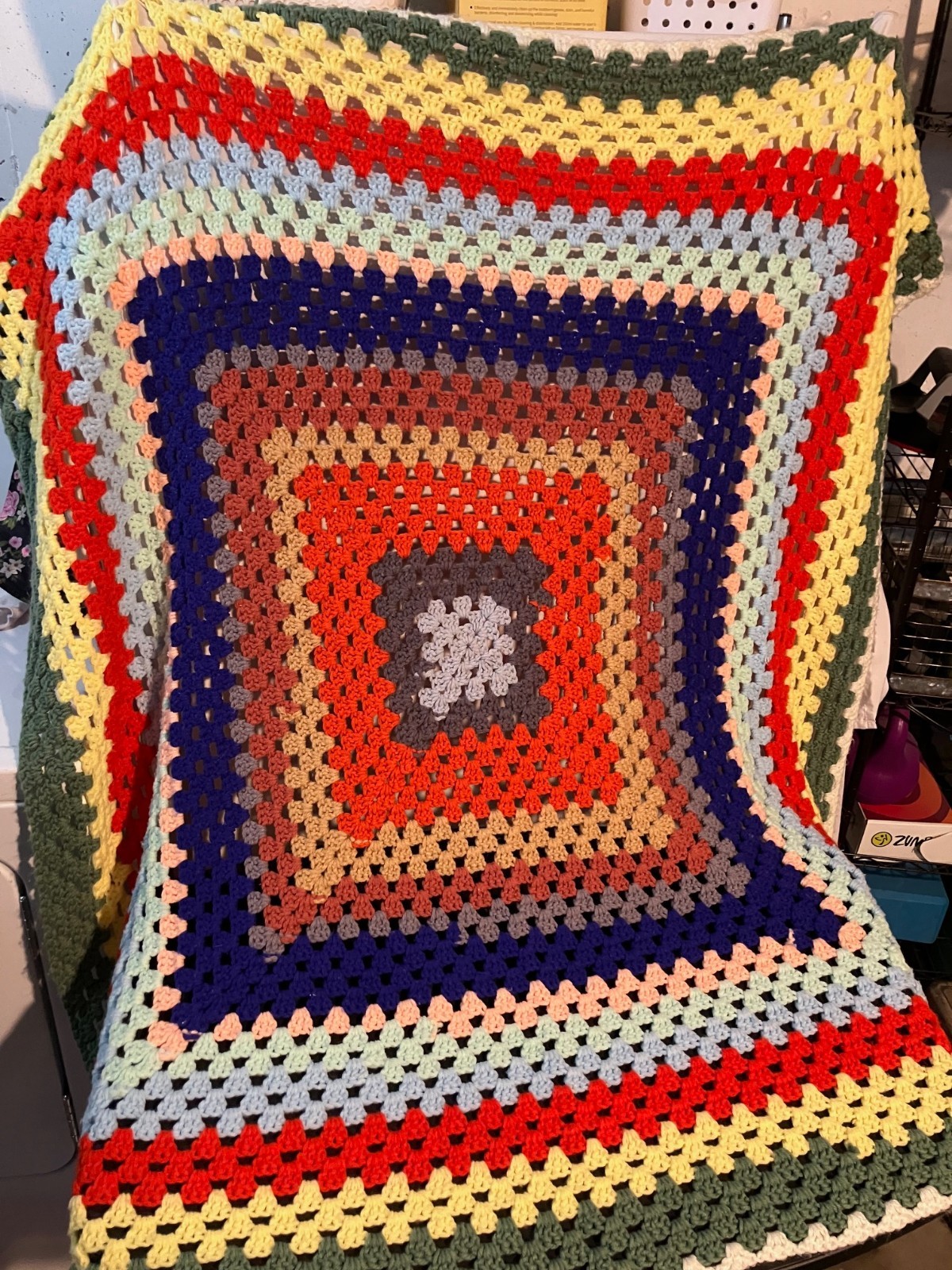 Handmade Crochet Granny Square Throw Blanket