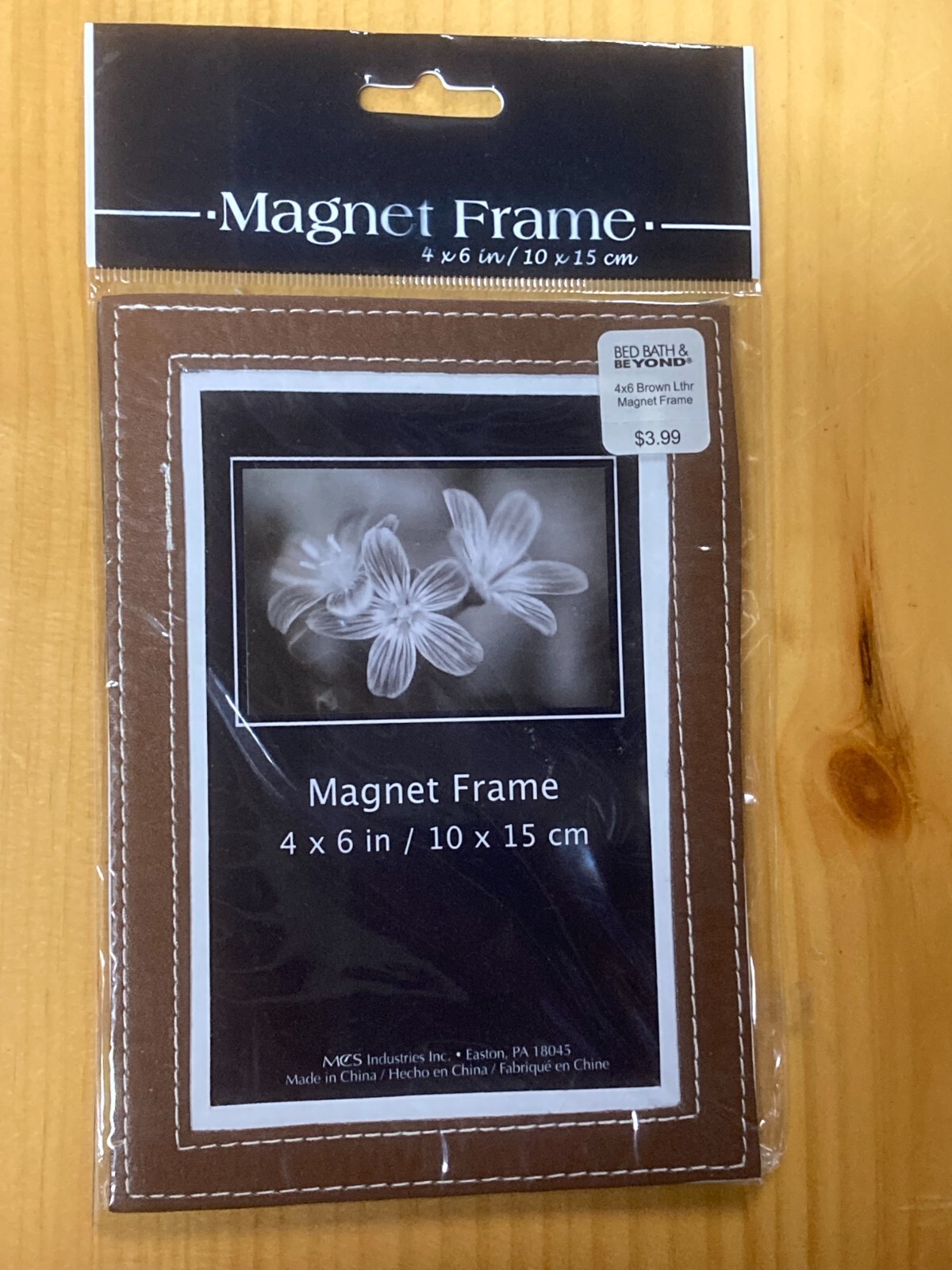 4×6 BROWN LEATHER MAGNET FRAME (NEW IN SEALED PACKAGE)
