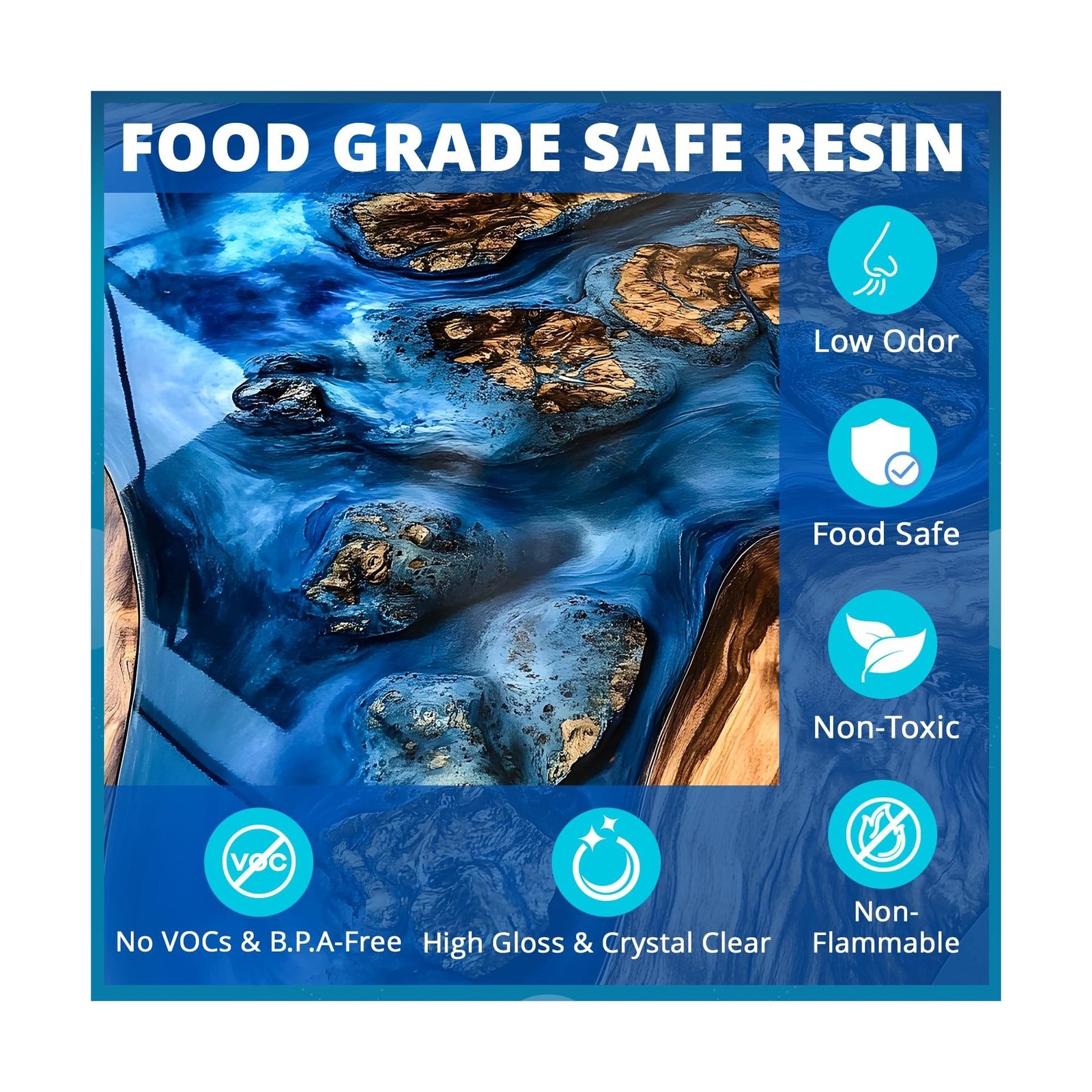 Epoxy Resin 1 Gallon, KHKD RESIN High Viscosity Resin for Table Top,2 Part Ep…