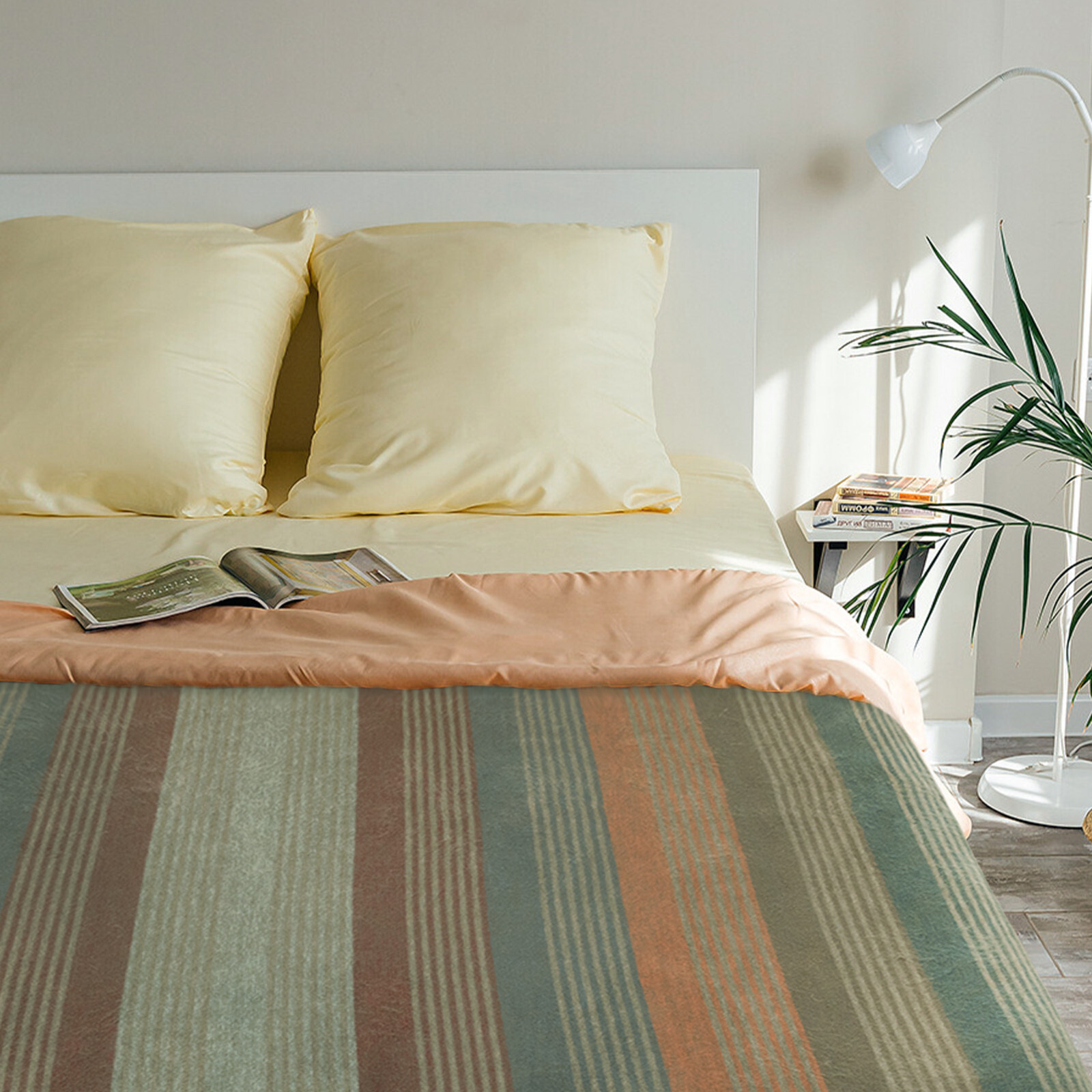 EARTHBOUND STRIPED ALPACA WOOL BLANKET – 95×69 in | MOSS, CLAY AND SKY | QUEEN