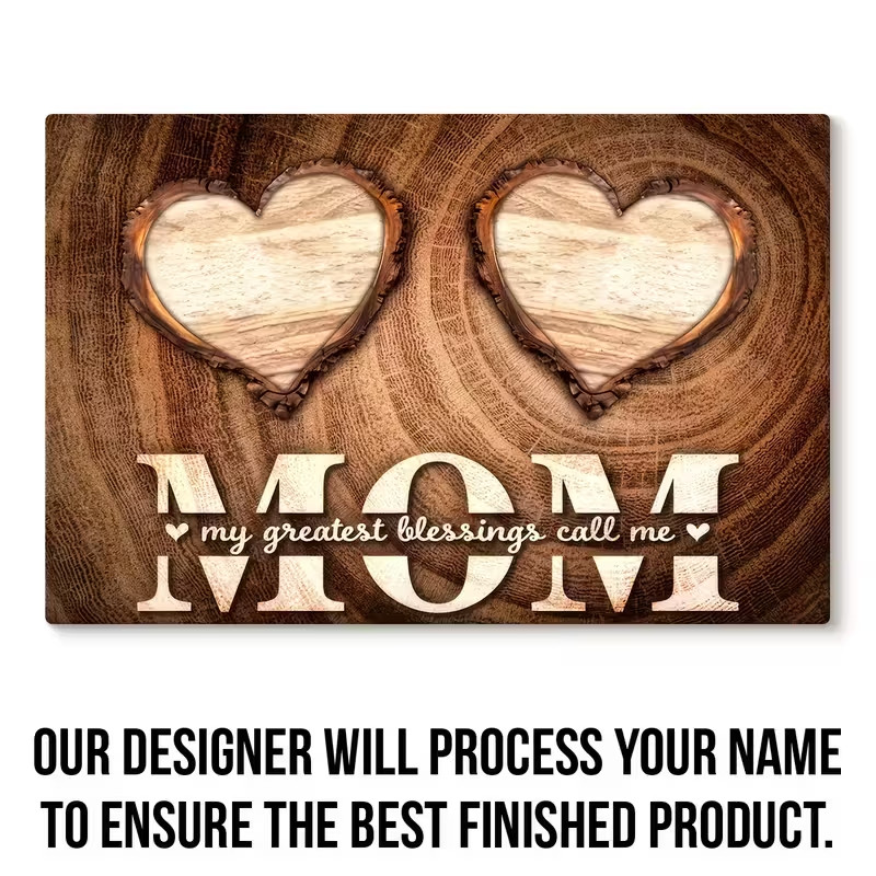 Custom Mothers Day Gift Mom My Greatest Blessings Personalized Kids Names Canvas