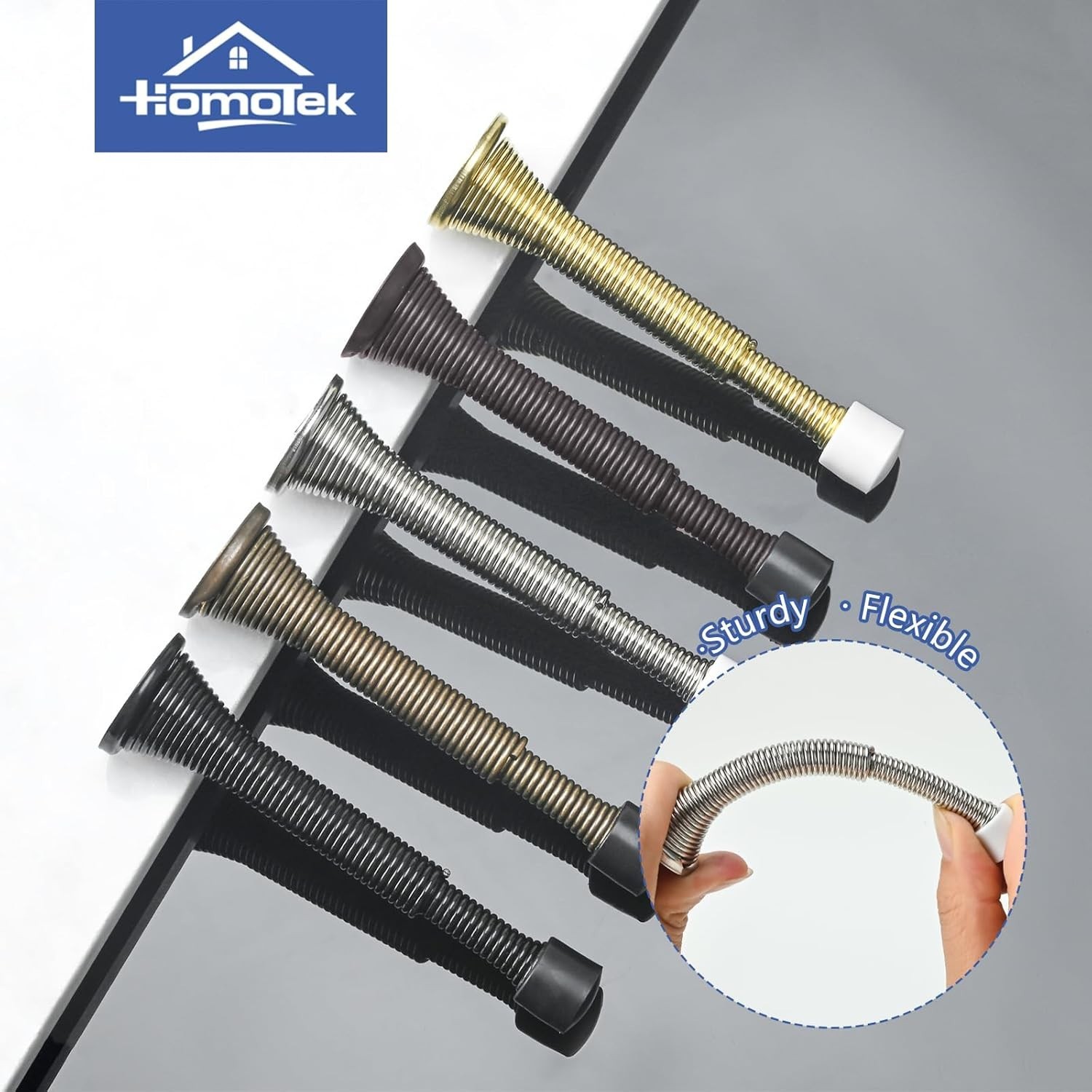 2 Pack Telescoping Spring Door Stoppers, Extended from 3-1/8 to 4-1/4 inches …