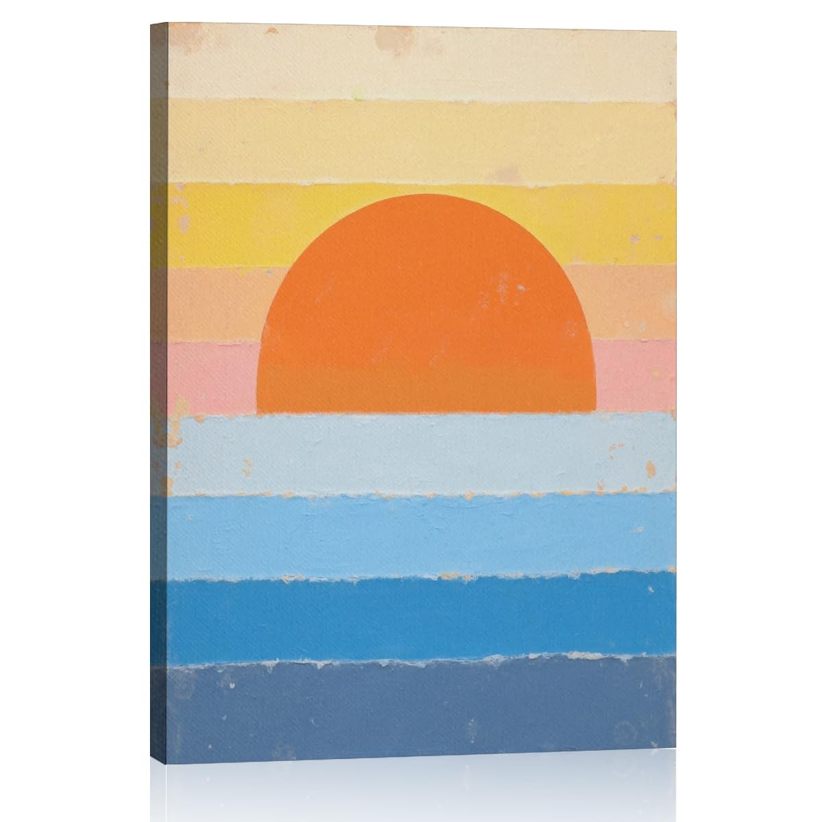 Boho Sun Framed Canvas Wall Art, Bohemian Sunrise Sunset on the Horizon Decor…