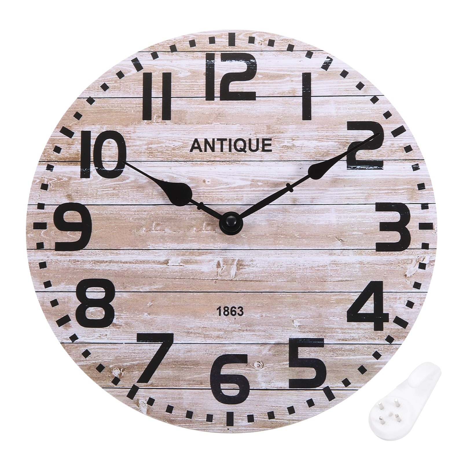 12″ Wooden Arabic Numerals Vintage Wall Clock Style N & Light Wood