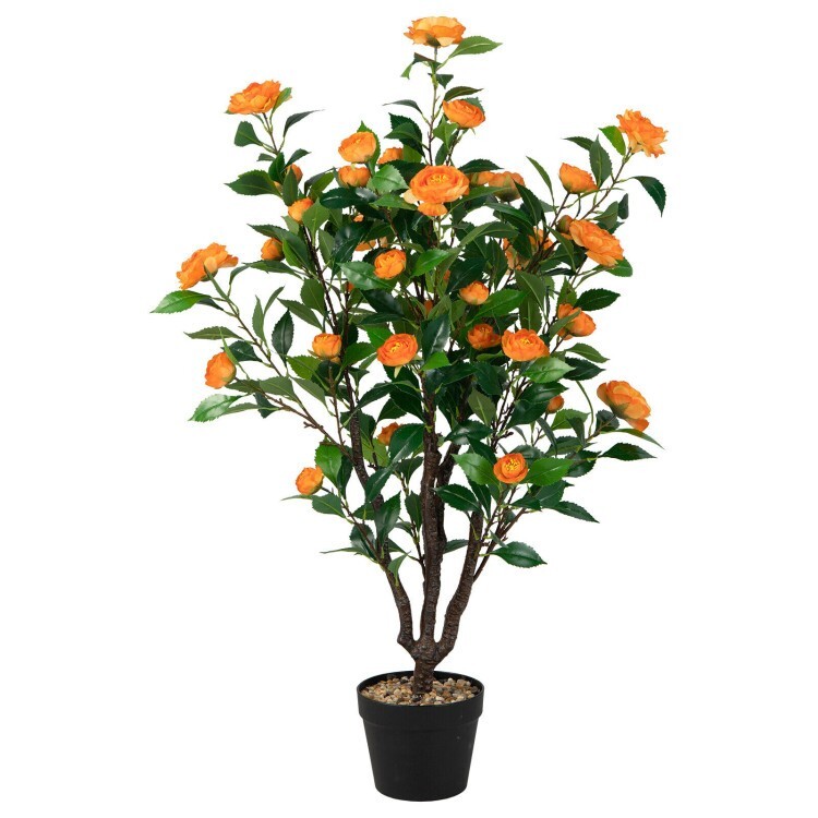 40 in Artificial Camellia Tree Faux Plant Floral Indoor Outdoor Decor Flower Pot