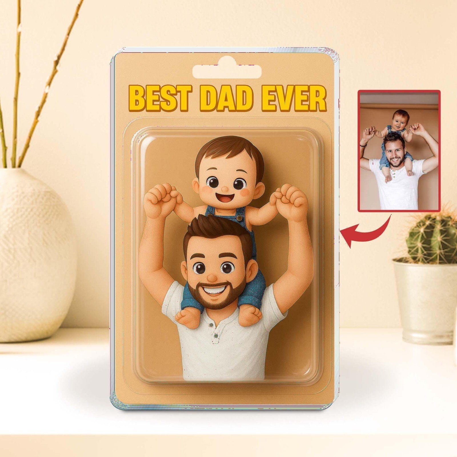 Personalized Father’s Day Gift For Dad, Custom Photo Dad And Kids Action Figure