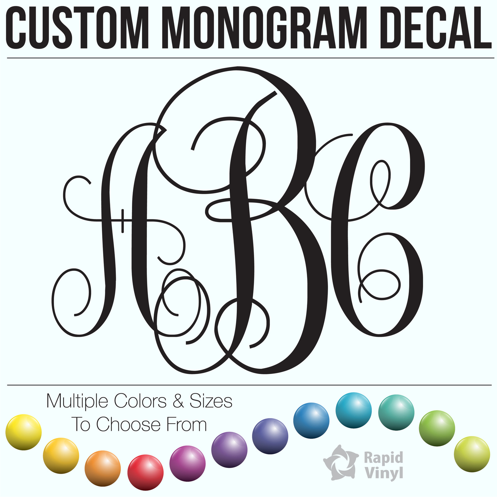 Monogram Custom Vinyl Decal Sticker Wall Car Laptop Phones Tablet Mirror Glass