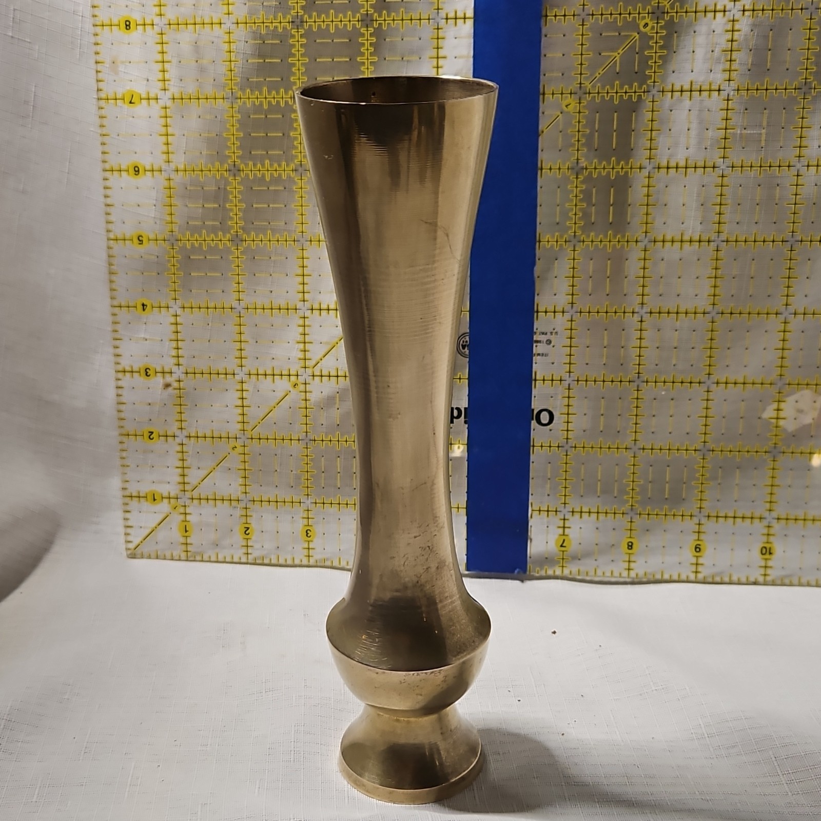 Vintage Brass Gold Bud Vase, Trumpet Shape Flared Top Decorative Free Standing