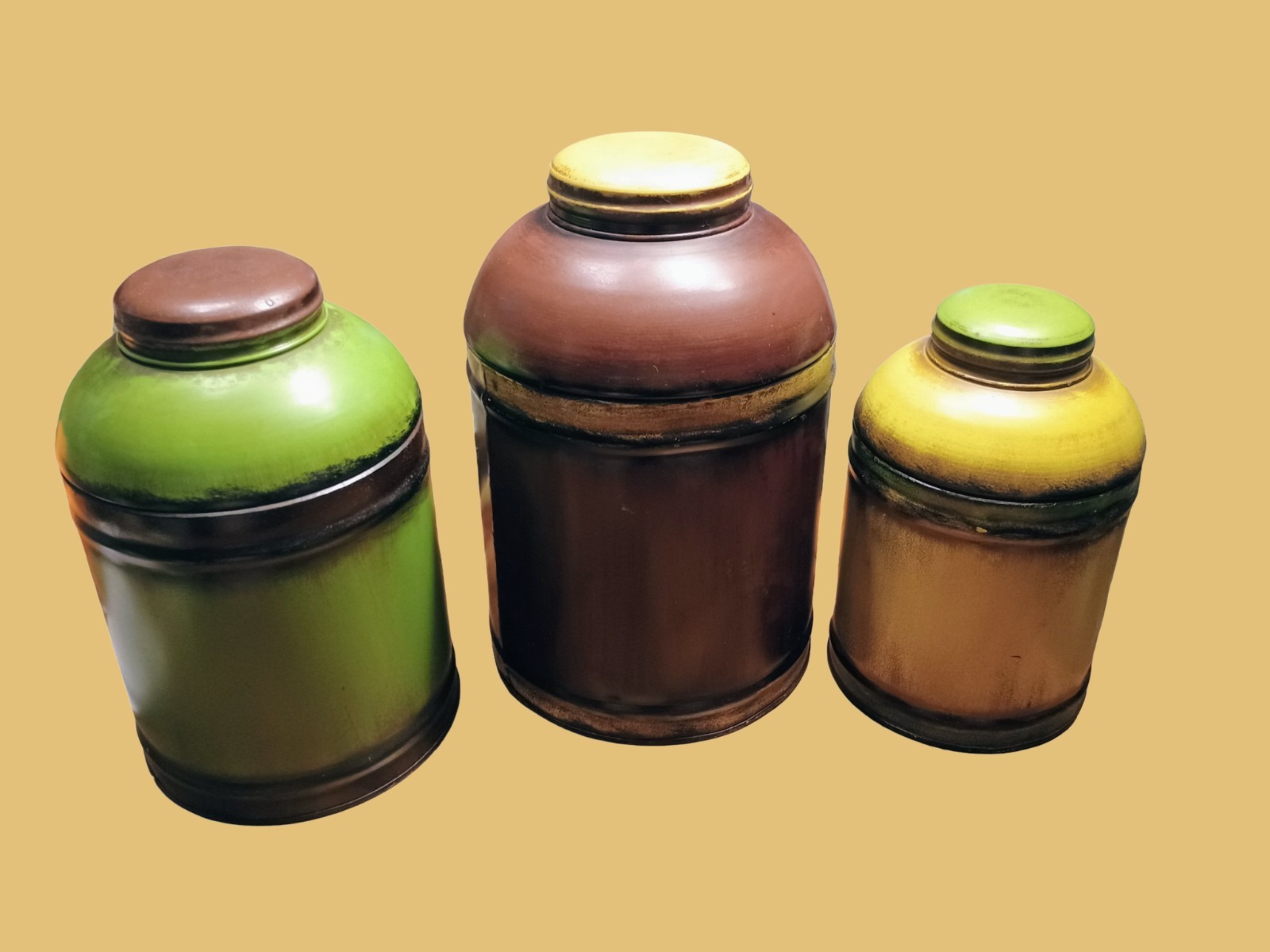 Linden Street Set Of Three Decorative Nesting Tin Rustic Canisters