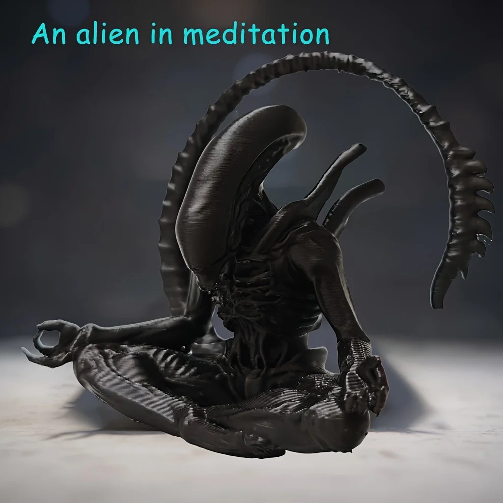 Meditating Alien Ornament Creative Space Decor Collectible Unique Gift Figurine