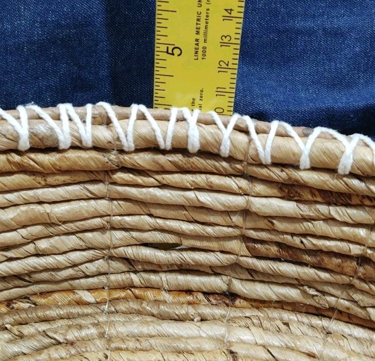 🧺Round Basket 16” X 4” BOHO Woven Tray Wooden 18mm Ball Handles Cotton Details