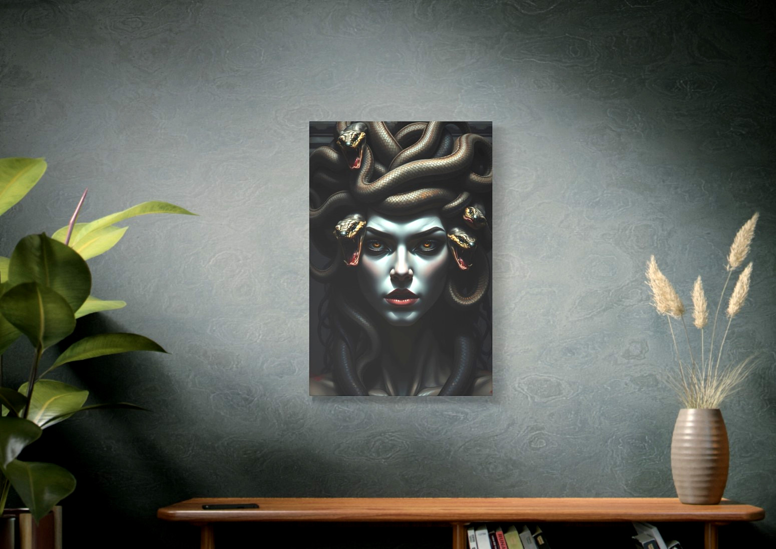 Gothic Medusa Canvas Wall Art Dark Fantasy Greek Mythology Snake Decor