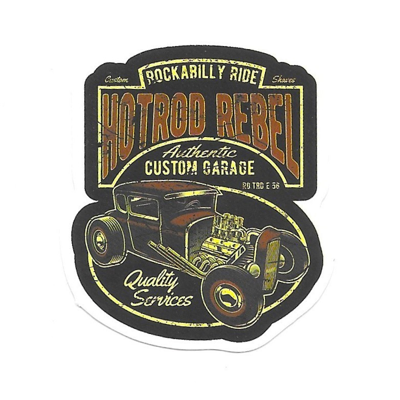 Rockabilly Ride Hot Rod Rebel Vinyl Sticker Decal Custom Garage Rat Rod