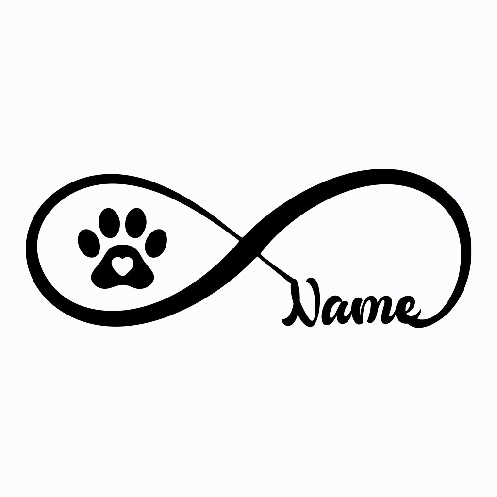 Personalized Infinity Paw Print Name Decal – Custom Pet Sticker 7×2.5 in