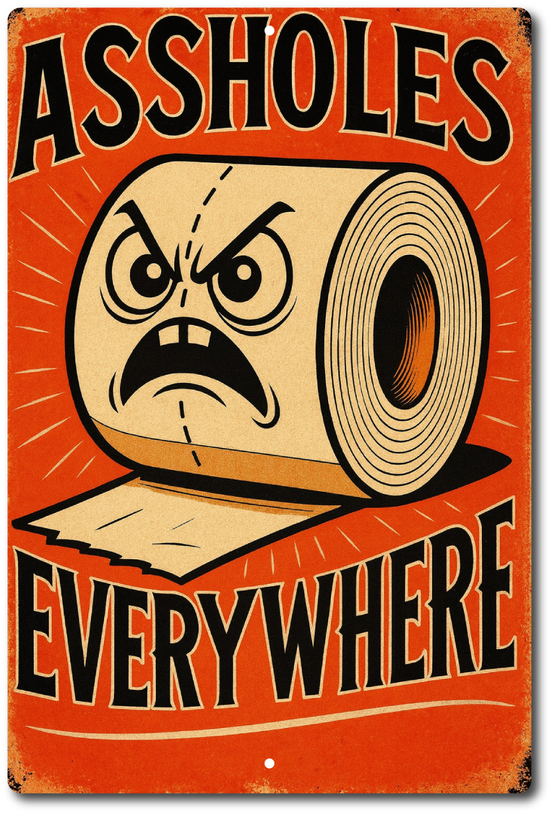 Funny Bathroom Sign Aholes Everywhere Rude Humor Toilet Paper Wall Decor