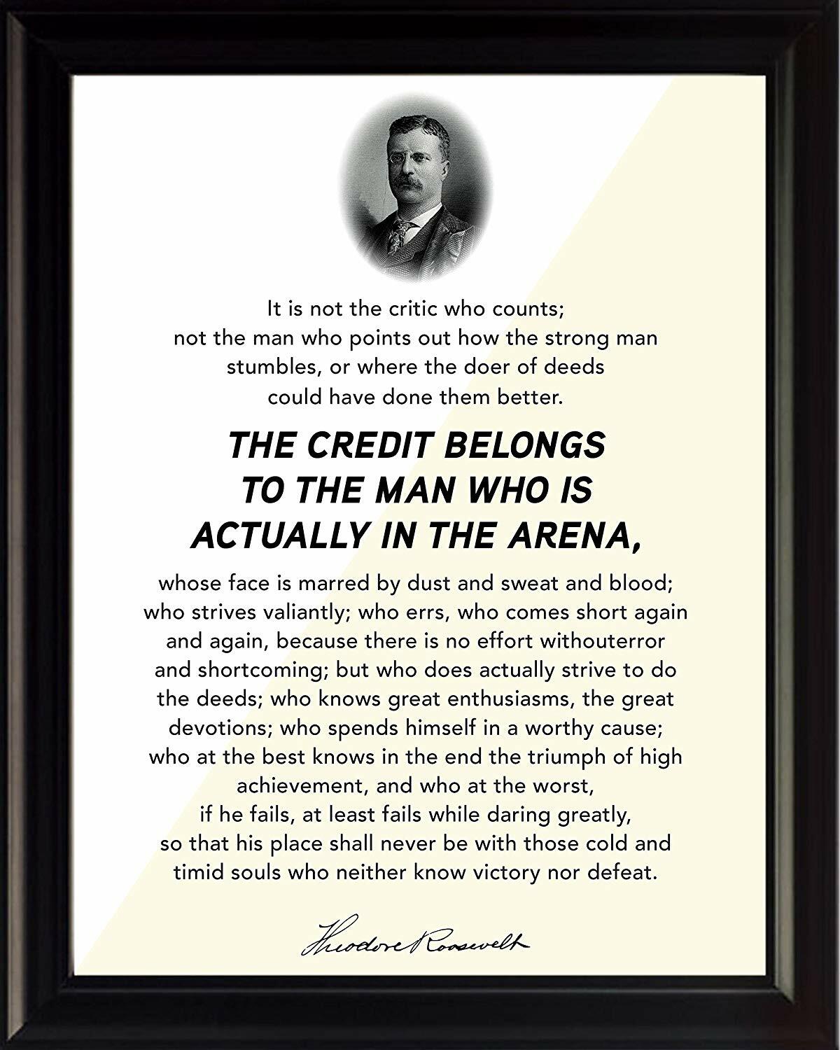 “The Man in the Arena” Motivational Poster Print Picture or Framed Wall Art