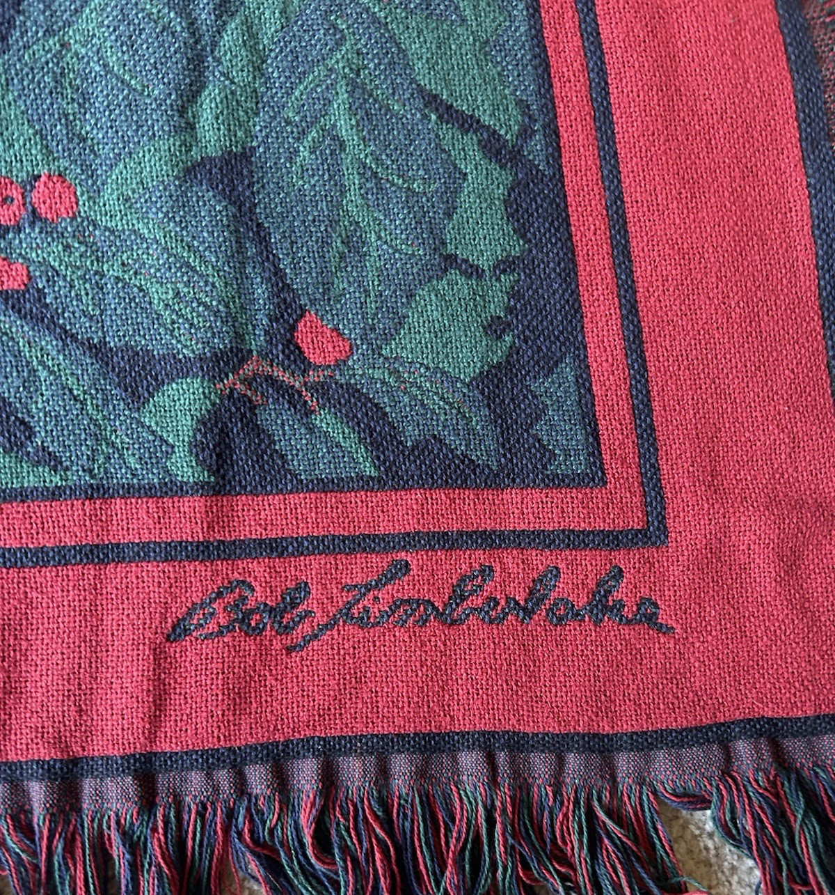 Bob Timberlake Cardinal Tapestry Throw Blanket 52″ x70” Vintage USA 100% Cotton