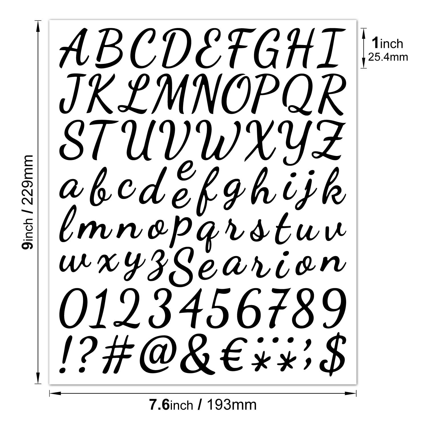 760PCS 1 Inch Black Cursive Vinyl Letters Numbers Kit