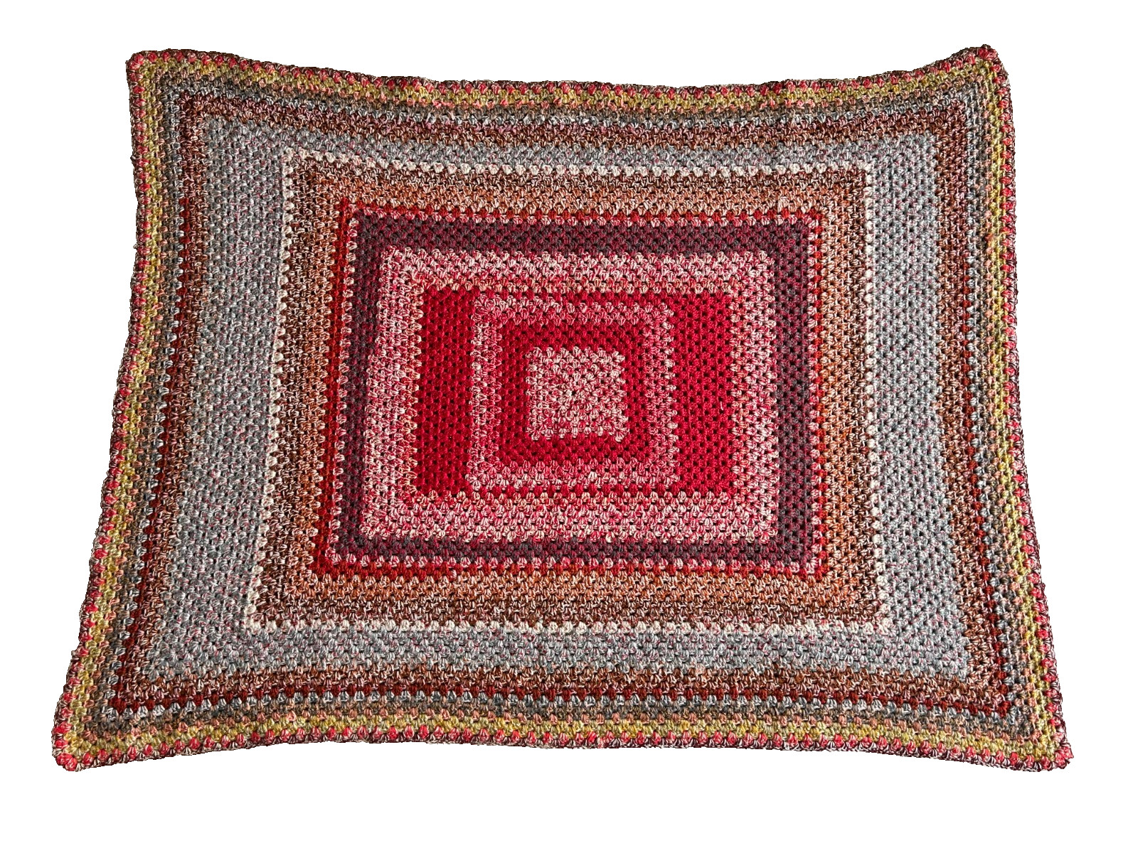Vintage Handmade Granny Square Afghan Crochet Lap Throw Blanket Colorful