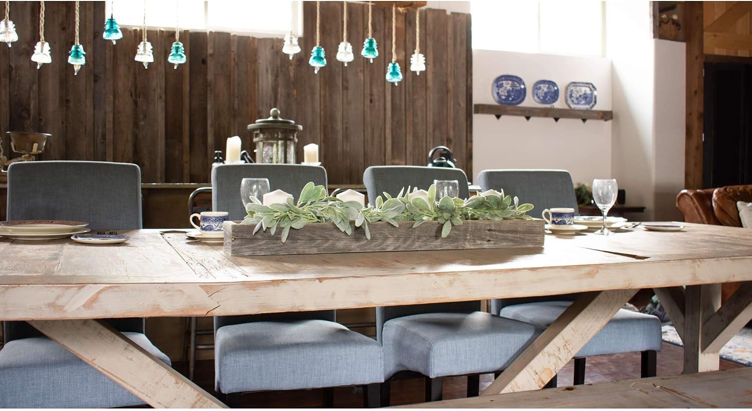 Country Rustic Barnwood Table Decor 35.5″L – Perfect for Planter & Organizing