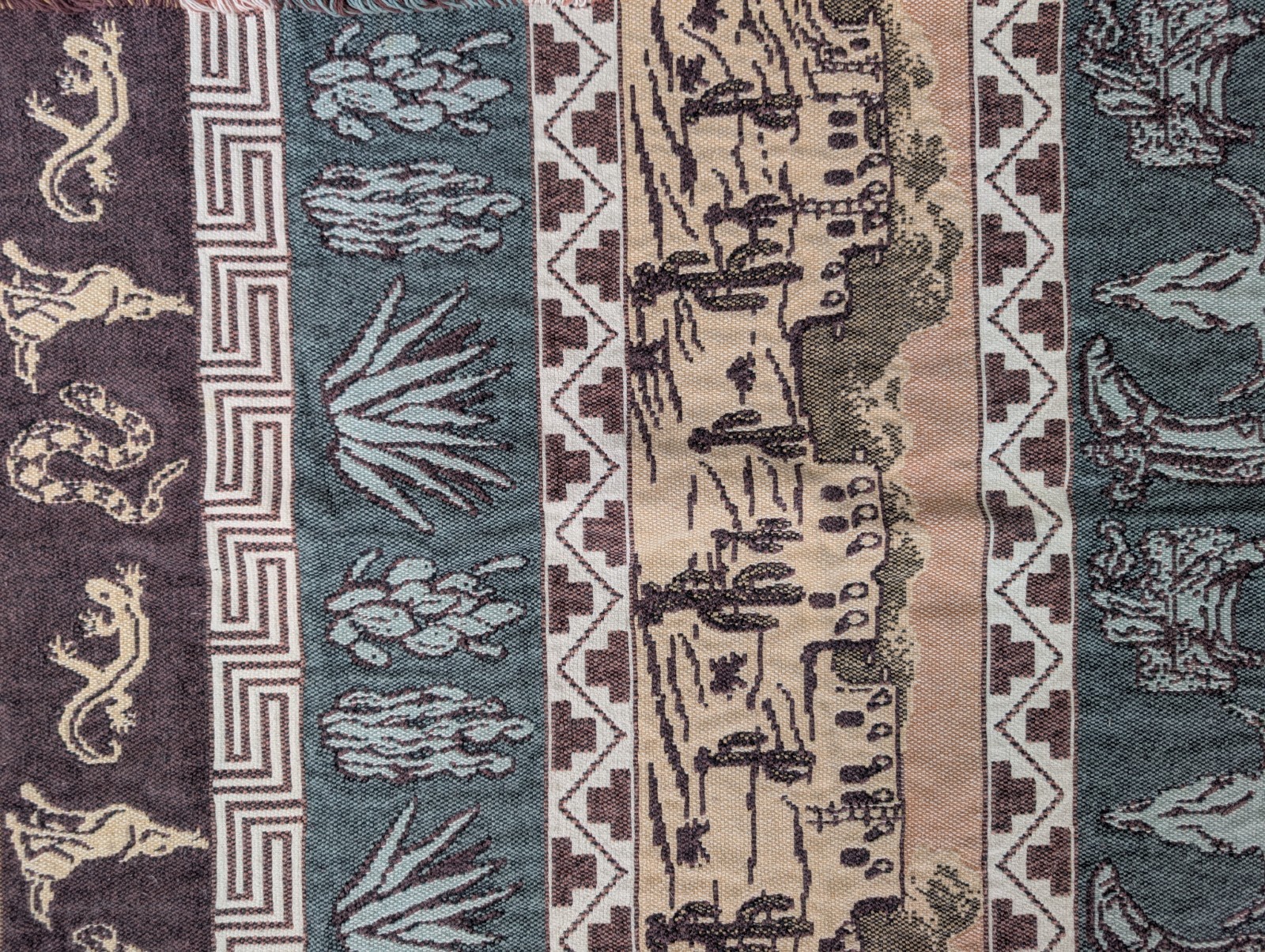 Vintage Crown Craft Aztec Southwest Throw Blanket 22×40 Made in USA
