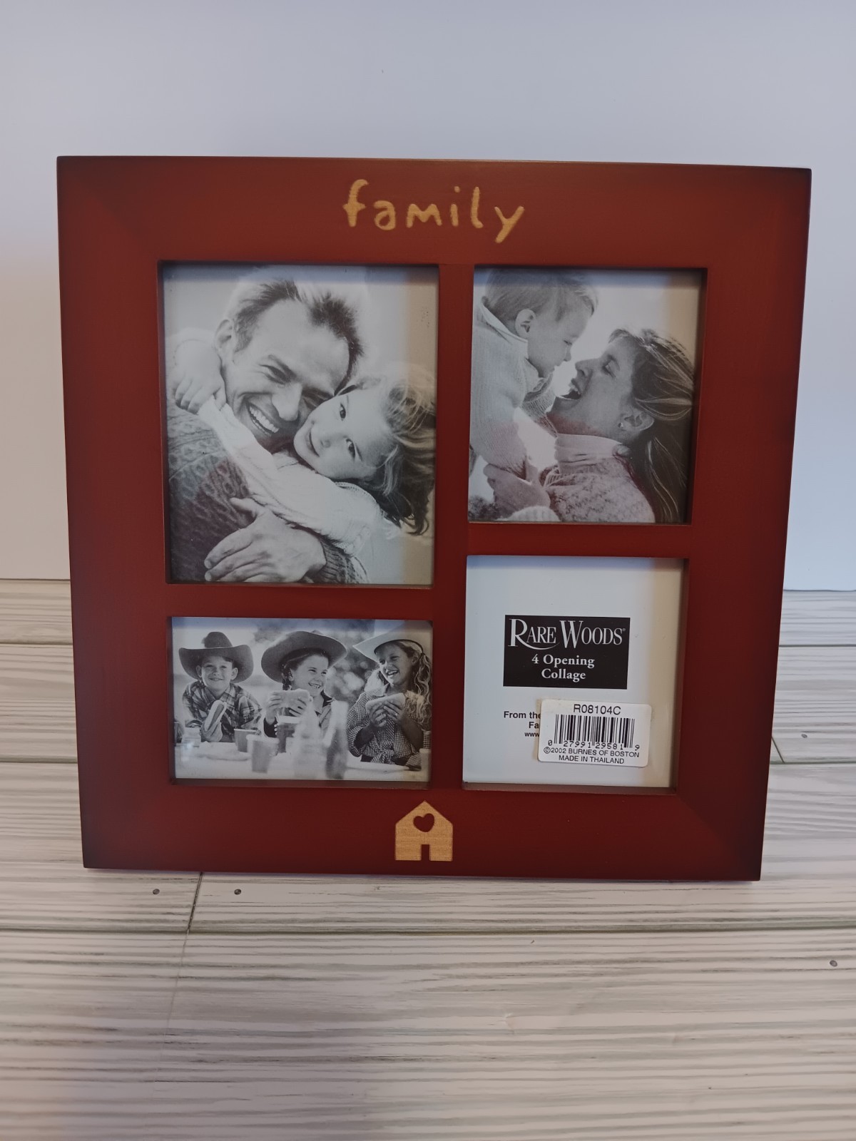 Burnes of Boston Collage Rare Woods Picture Frame 4 Photo Collage Family NOS